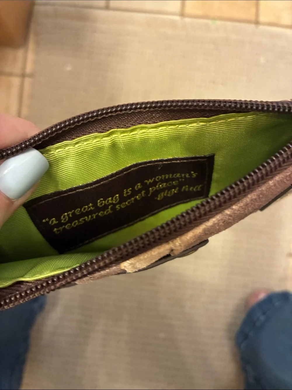 Gigi‎ Hill Brown Suede Zip Wallet